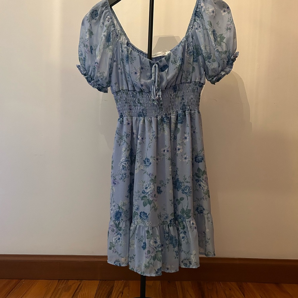 Altar'd State Blue Floral Smocked Dress